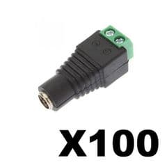 100X FEMALE DC PLUG WITH TERMINAL BLOCK x100