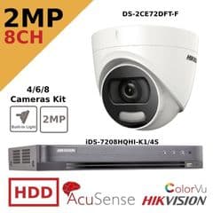 2MP TVI ColorVu CCTV Kit - 8 Ch AcuSense DVR (iDS-7208HQHI-K1)- CCTV Kit - 2MP DS-2CE72DFT-F (Offer)