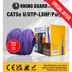 305 Metre CAT5E Rhino Guard U/UTP-LSHF/PURPLE Purple CAT5e UTP LSHF Full Copper Cable (Offer)