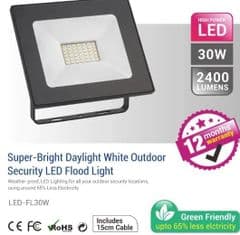 30W IP65 ELECTRICAL OUTSIDE LED FLOOD LIGHT - 2400LM / LUMENS (IP65) 2835