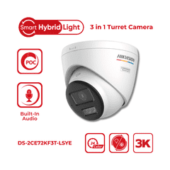 3K/5MP Hikvision DS-2CE72KF3T-LSYE(2.8mm) PoC Hybrid Light Turret Camera with Built-in Mic