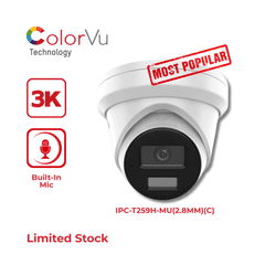 3K/5MP Hilook By Hikvision IPC-T259H-MU(2.8MM)(C) ColorVu Fixed Turret IP Camera w/ Built-In Mic