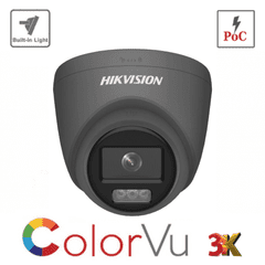3K Hikvision DS-2CE72KF3T-E(2.8mm)(Grey) - UK 3K ColorVu PoC Fixed Turret Camera (Offer)