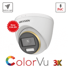 3K Hikvision DS-2CE72KF3T-E(2.8mm) - UK 3K ColorVu PoC Fixed Turret Camera (Offer)