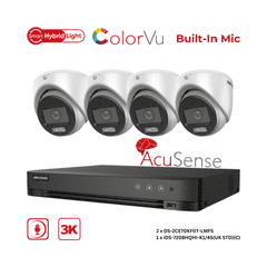 3K Hikvision Hybrid Light Colorvu TVI CCTV Kit(4  DS-2CE70KF0T-LMFS, iDS-7208HQHI-K1/4S) KIT-4017