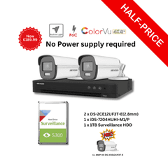 4K Hikvision ColorVu POC TVI CCTV KIT (2 x DS-2CE12UF3T-E(2.8MM), iDS-7204HUHI-M1/P DVR) Kit-2011