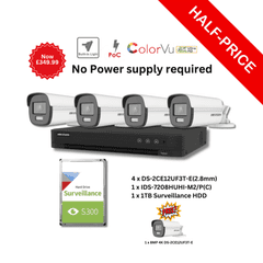 4K Hikvision ColorVu POC TVI CCTV KIT (4 x DS-2CE12UF3T-E(2.8MM), IDS-7208HUHI-M2/P(C) DVR) Kit-4012