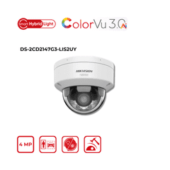 4MP Hikvision DS-2CD2147G3-LIS2UY(2.8mm) Smart Hybrid Light with ColorVu Fixed Dome IP Camera