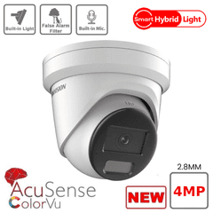 4MP Hikvision DS-2CD2347G2H-LIU 4MP Smart Hybrid ColorVu and IR Acusense Turret - 2.8MM - New