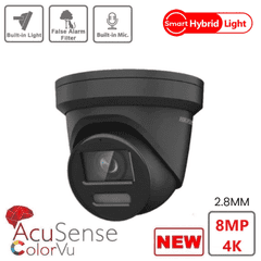 4MP Hikvision DS-2CD2347G2H-LIU 4MP Smart Hybrid ColorVu and IR Acusense Turret - 2.8MM - Black