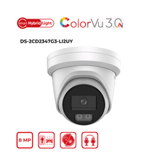 4MP Hikvision DS-2CD2347G3-LI2UY(2.8mm) Smart Hybrid Light w/ ColorVu Fixed Turret IP Camera