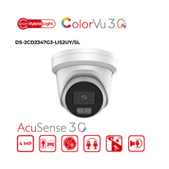 4MP Hikvision DS-2CD2347G3-LIS2UY/SL(2.8mm) Smart Hybrid Light w/ ColorVu Fixed Turret IP Camera