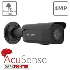 4MP Hikvision DS-2CD2T46G2-2I Pro Series AcuSense IR 60M IP Bullet Camera, 2.8mm Fixed Lens, Black
