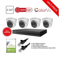 4MP Hilook by Hikvision ColorVu IP CCTV Kit (4 IPC-T249HA-LU(2.8mm), NVR-104MH-C/4P) KIT-4005