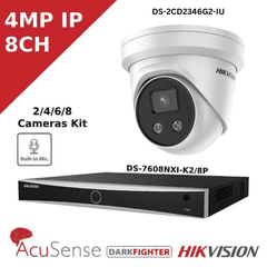 4MP IP DarkFighter CCTV Kit - 8 Channel-POE AcuSense NVR - CCTV Kit - DS-2CD2346G2-IU - 2.8MM