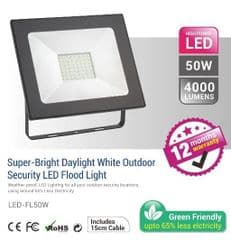 50W IP65 ELECTRICAL OUTSIDE LED FLOOD LIGHT - 4000LM / LUMENS (IP65) 2835