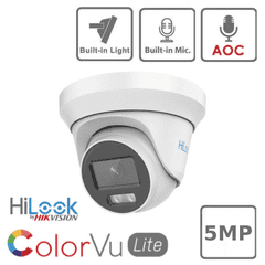 5MP ColorVu HiLook THC-T259-MS 3K AoC 2.8mm 40m Turret Camera with Mic