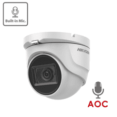 5MP DS-2CE76H0T-ITMFS Hikvision HD-TVI 2.8mm Fixed Lens Turret Camera, 30m IR, Built-In Mic, AoC