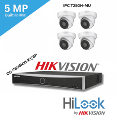 5MP Hilook By Hikvision IPC-T250H-MU(2.8) built-in Mic & POE 4 Camera, 8ch NVR Kit (Offer)