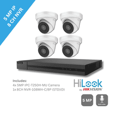5MP HiLook by Hikvision IPC-T250H-MU Metal Base Built-In Mic 4 Camera & 8 Channel NVR Kit (Offer)