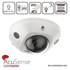 6MP Hikvision DS-2CD2566G2-IS(2.8MM)(C) Fixed Lens Mini Dome Camera With Acusense IR & Built In Mic