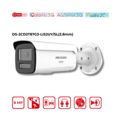 8 MP Hikvision DS-2CD2T87G3-LIS2UY/SL(2.8mm) Smart Hybrid Light with ColorVu Fixed Bullet IP Camera