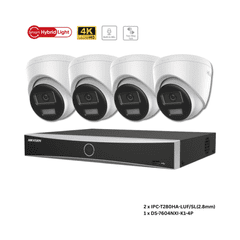8MP/4K Hilook by Hikvision ColorVu IP CCTV Kit (4 IPC-T280HA-LUF/SL(2.8), DS-7604NXI-K1-4P) KIT-4019