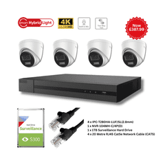 8MP/4K Hilook by Hikvision ColorVu IP CCTV Kit (4 IPC-T280HA-LUF/SL(2.8mm), NVR-104MH-C/4P) KIT-4016