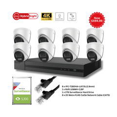 8MP/4K Hilook by Hikvision ColorVu IP CCTV Kit (8 IPC-T280HA-LUF/SL(2.8mm), NVR-108MH-C/8P) KIT-8016