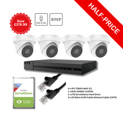 8MP/4K Hilook by Hikvision PoE IP CCTV Kit (4 IPC-T280H-MUF (C), NVR-104MH-C/4P) KIT-4006