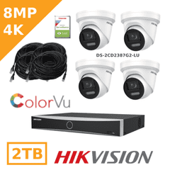8MP 4K IP Kit ColorVu - IP CCTV Kit (2CD2387G2-LU IP Cameras and  DS-7608NXI-K1/8P NVR)