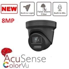 8MP DS-2CD2387G2-LU HIKVISION COLORVU IP POE BUILT IN MIC ACUSENSE  Black