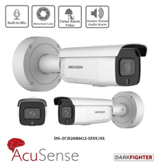 8MP DS-2CD2686G2-IZSU/SL Varifocal Bullet Network Camera With Strobe Light and Audio Alarm Acusense