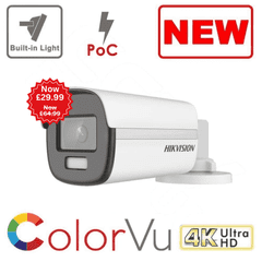8MP DS-2CE10UF3T-E 4K ColorVu Mini bullet 20M White Light