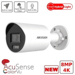 8MP Hikvision DS-2CD2087G2H-LIU 8MP Smart Hybrid ColorVu and IR Acusense Mini Bullet 2.8mm/4mm