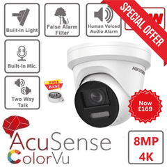 8MP Hikvision DS-2CD2387G2-LSU/SL colorvu strobe light 2 way talk camera 2.8mm Free Bracket (Offer)