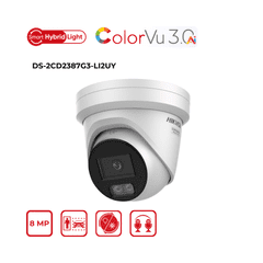 8MP Hikvision DS-2CD2387G3-LI2UY(4mm) Smart Hybrid Light w/ ColorVu Fixed Turret IP Camera