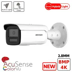 8MP Hikvision DS-2CD2T87G2H-LI 4K Smart Hybrid ColorVu and IR Acusense Turret Camera 2.8MM - New