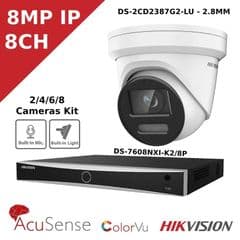 8MP IP ColorVu CCTV Kit - 8 Channel-POE AcuSense NVR - CCTV Kit - DS-2CD2387G2-LU - 2.8MM