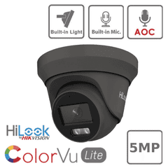 GREY 5MP ColorVu HiLook THC-T259-MS 3K AoC 2.8mm 40m Turret Camera with Mic