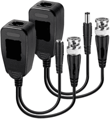 HD-CVI/TVI/AHD Passive Video Balun with Power Connector and RJ45 CAT5 Data Transmitter 1 Pair