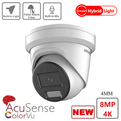 Hikvision DS-2CD2387G2H-LIU 8MP 4K Hybrid ColorVu and IR Acusense Turret Camera 4MM - New
