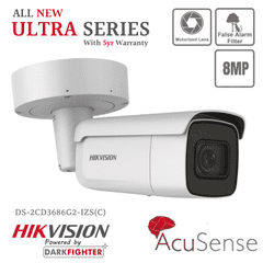 Hikvision Ultra Series - DS-2CD3686G2-IZS(C) 8 MP AcuSense Varifocal Bullet Network (IP) Camera