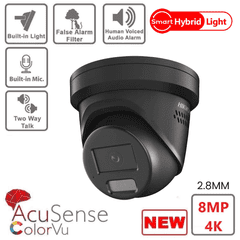 Hikvsion 8MP 4K DS-2CD2387G2H-LISU/SL Black Smart Hybrid Light with ColorVu Fixed Turret