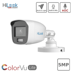 HiLook THC-B159-MS White 5MP TVI ColorVu Mini Bullet with Audio 2.8mm