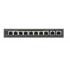 RG-ES110D-P 8 x 10/100Mbps PoE/PoE+ Ports (110W) and 2xGE Uplink Ports, Unmanaged Desktop Steel Case