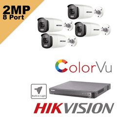 TVI 2MP ColorVu Bullets Kit 20m DS-2CE12DFT-F 8 Channel