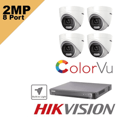 TVI 2MP ColorVu Turret Kit 20m DS-2CE72DFT-F 8 Channel