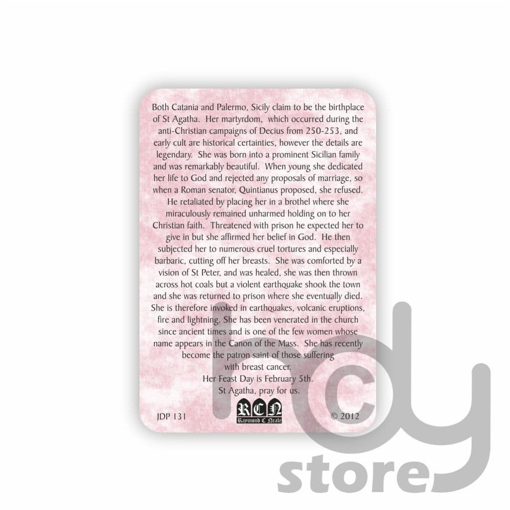 Breast Cancer Prayer Card Booklet St Agatha