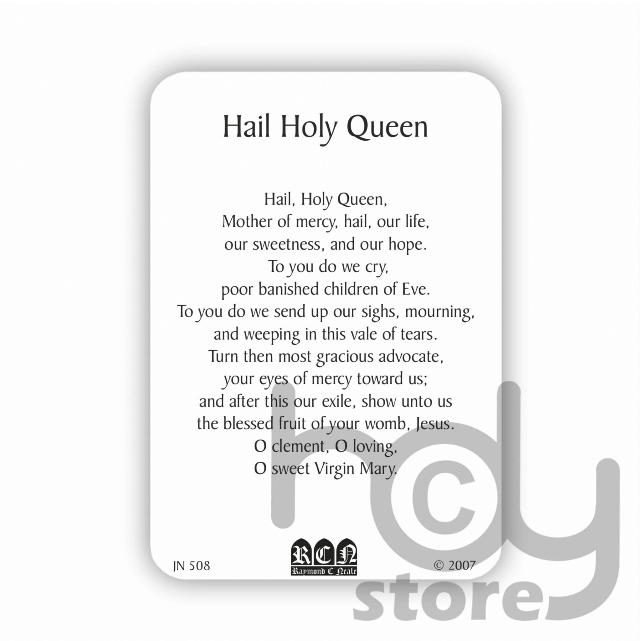 Hail Holy Queen prayer card